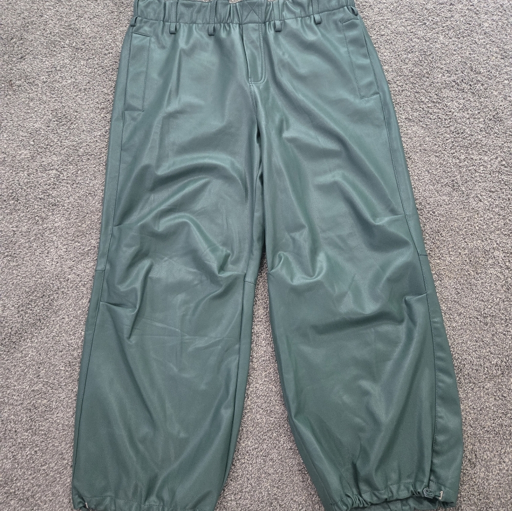 Anthropologie Pilcro faux leather green pants